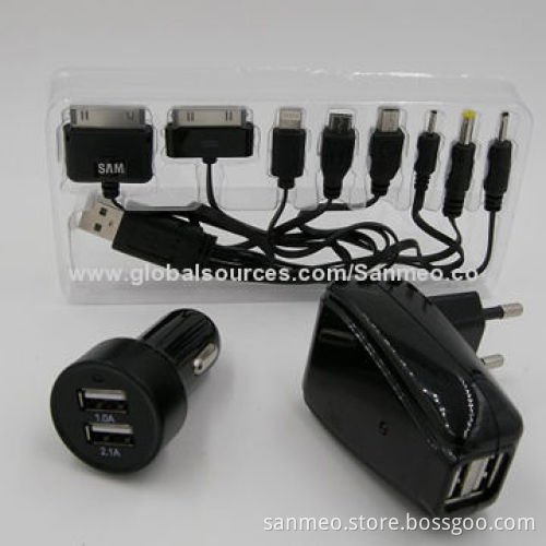 8-in-1 High Speed Universal 2 USB Port AC & Car Charger, Charge Various Digital Devices, High SpeedNew